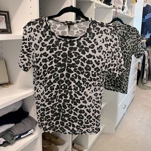 Designer t-shirt! Maje - size 1/small loose cut. Gray, black, blue leopard print